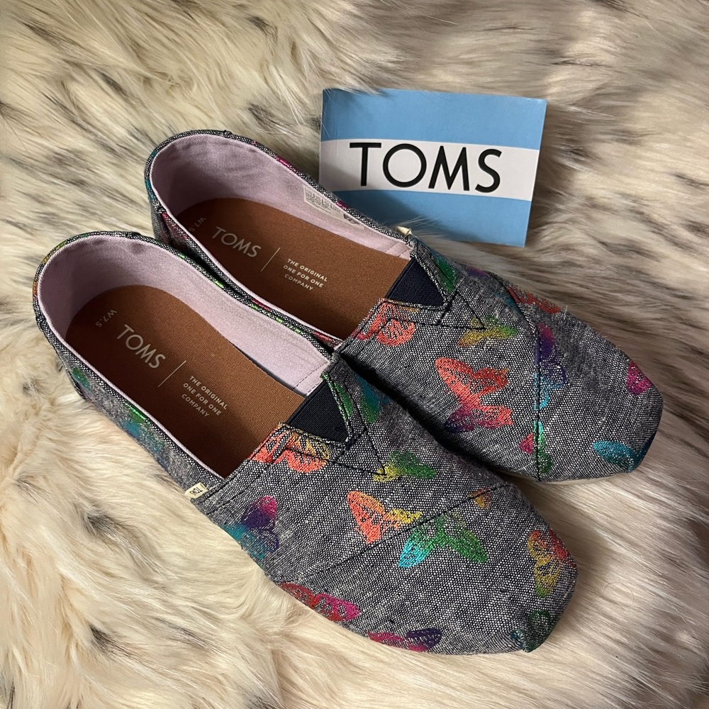 Classic Toms Rainbow Foil Chambray Butterflies Print